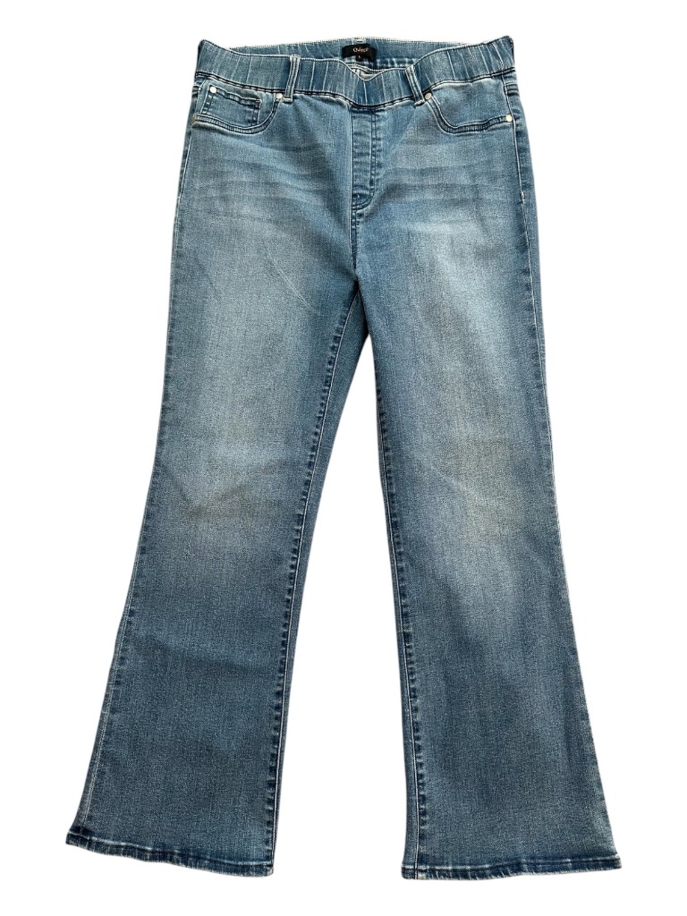 Quince Nina Pull-On Stretch Kick Flare Jeans Women's L Blue Light Wash Retro